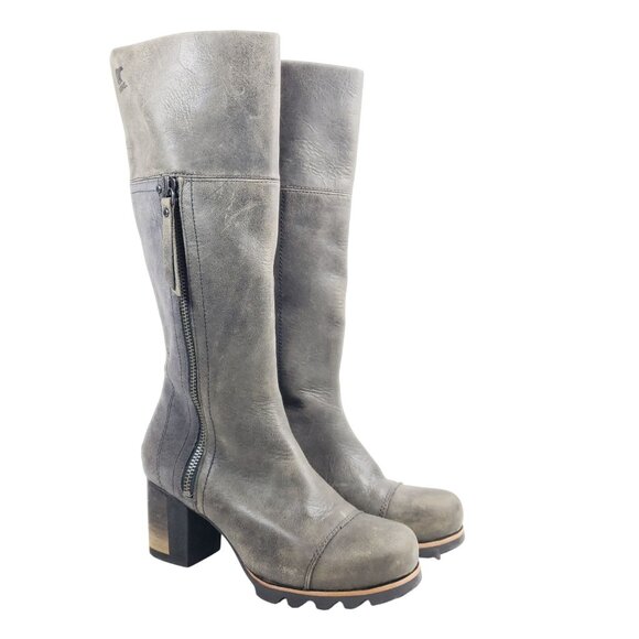 Sorel Shoes - Sorel Womens Size 7.5 Leather Knee-High Boots Gray